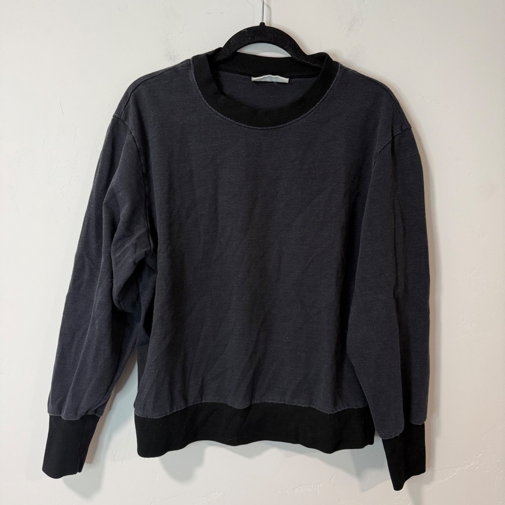 Icebreaker Women Central Long Sleeve Sweatshirt XL Black Merino Wool Cotton Crew